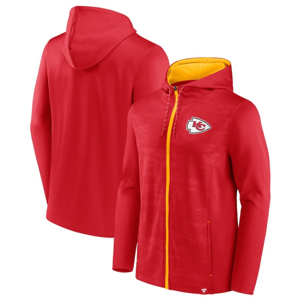 Red and Orange Kansas City Chiefs NFL Zip Up Mens Hoodie X-Large